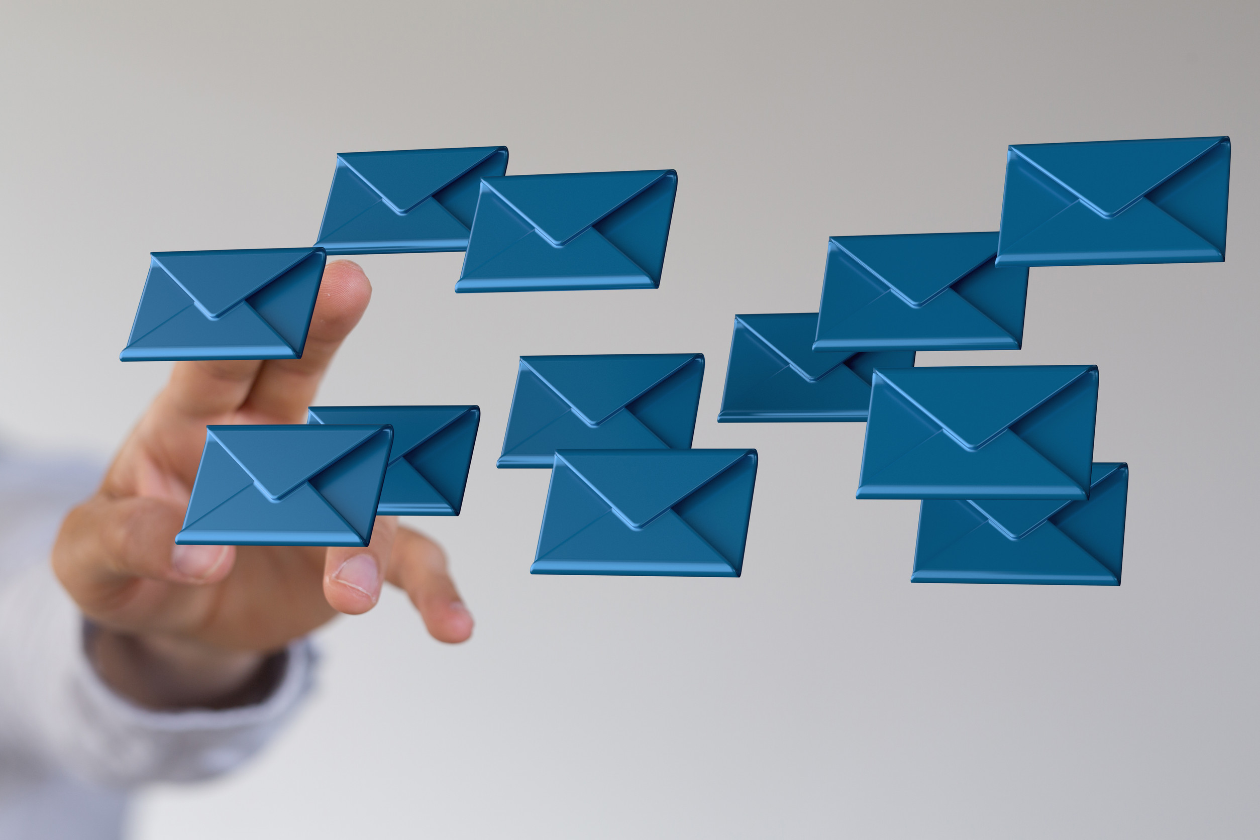 Person presenting the virtual projection of email marketing concept with digital envelopes Email Marketing Ideas